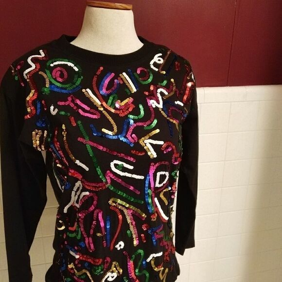 Vintage Sequined Pullover Shirt Size Small - Picture 1 of 7